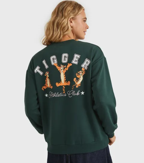 Women's Clothing Dark Green Disney Tigger Athletics Sweatshirt