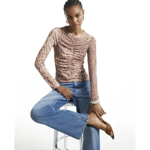 River Island Deer Print Ruched Front Top