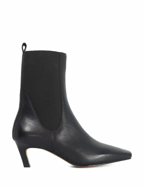 Dune London Odela Leather Set Back Heel Ankle Boots Black