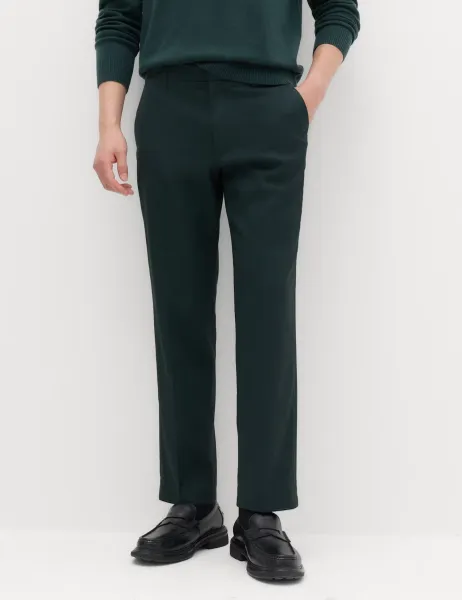 Marks & Spencer Regular Fit Smart Stretch Trousers Dark Evergreen