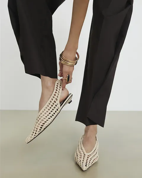 River Island Slingback Weave Court Shoes