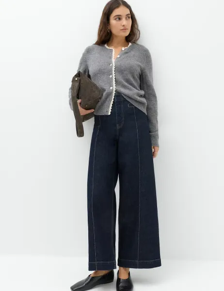 Marks & Spencer High Waisted Pintuck Ankle Grazer Jeans Indigo Mix
