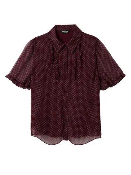 Whistles Polka Dot Sheer Sleeve Shirt
