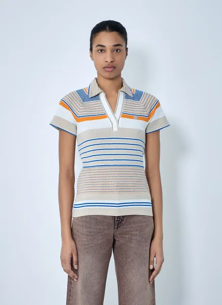 Slim Fit Striped Piqué Polo Shirt