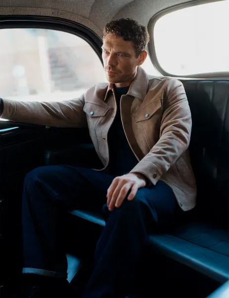 Autograph Suede Trucker Jacket Sable