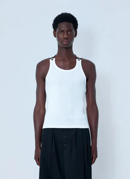 Ribbed Tank Top with Metallic Hardware