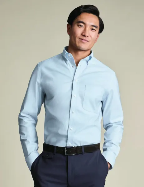 Charles Tyrwhitt Slim Fit Non Iron Cotton Rich Oxford Shirt Light Blue