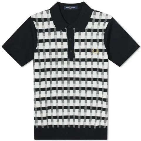 Abstract Check Knitted Shirt