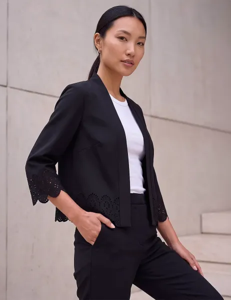 Roman Crepe Cut Out Jacket Black Mix