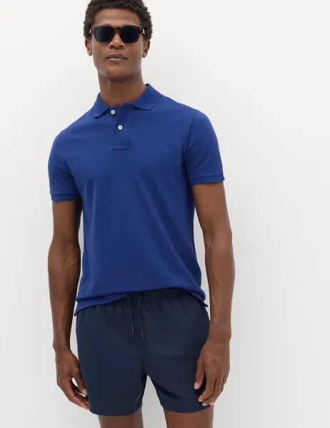 Marks & Spencer The Perfect Cotton Slim fit Pique Polo Shirt Royal Blue