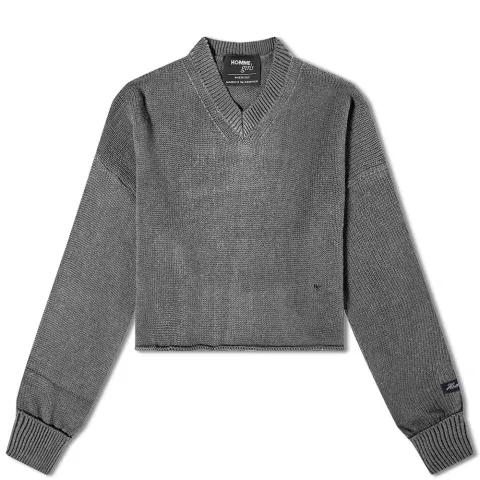 Cropped V Neck Knit