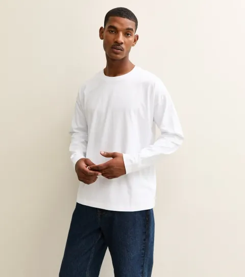 Men's White Oversized Long Sleeve Top