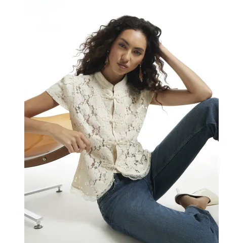 River Island Lace Cap Sleeve Drummer Top