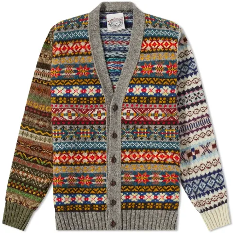 Jamieson's of Shetland Crazy Fair Isle V-Neck Cardigan