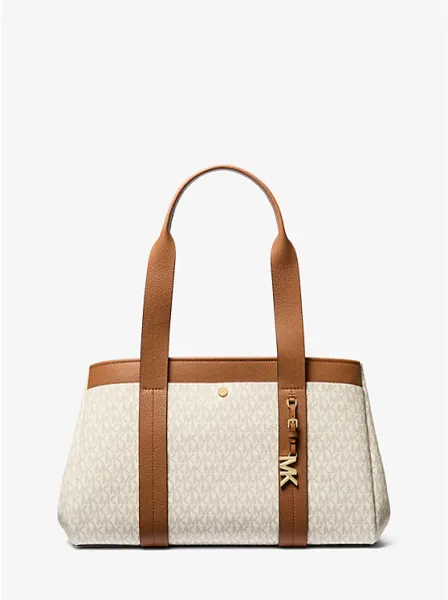 Romee Large Signature Logo and Leather Tote Bag