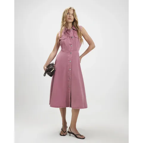 River Island Denim Sleeveless Shirt Midi Dress