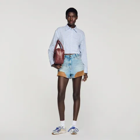 Short checked shirt