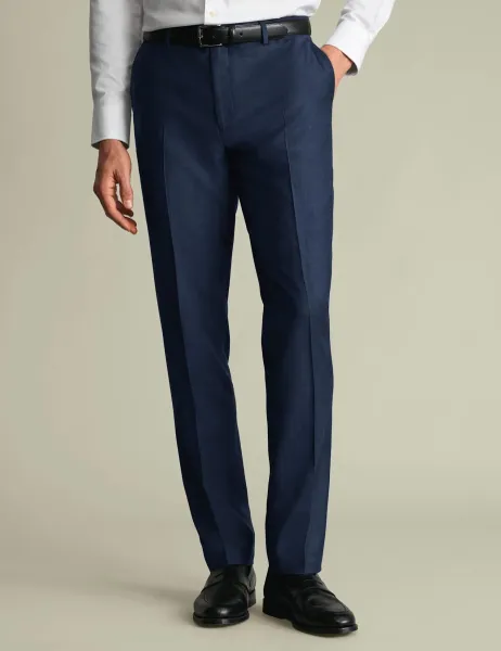 Slim Fit Super 100s Wool Twill Suit Trousers Indigo
