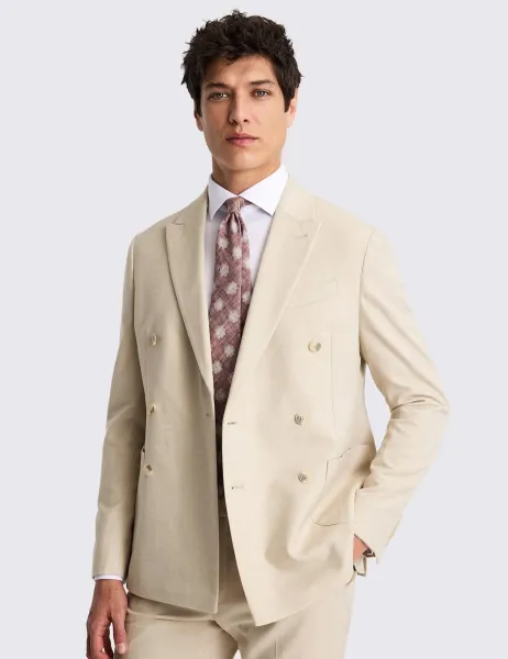 Moss Slim Fit Double Breasted Suit Jacket Camel