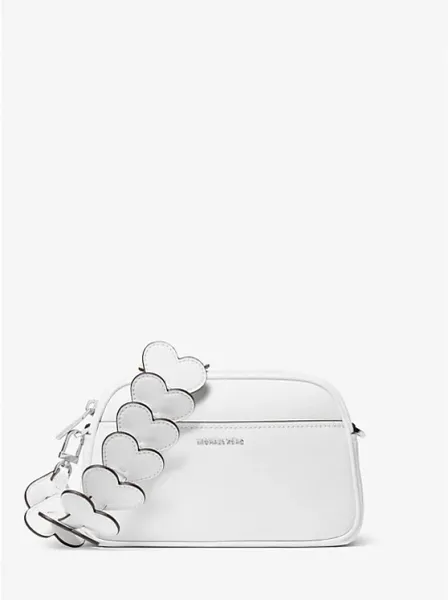 Jet Set Small Leather and Heart Embellished Strap Camera Crossbody Bag