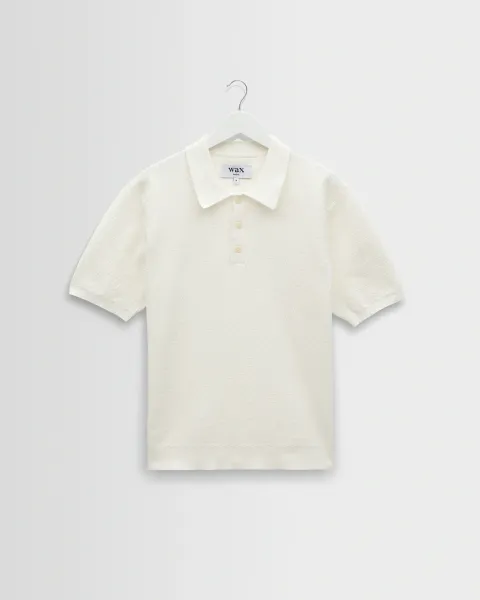 Naples - Ecru Retro Diamond Knitted Polo
