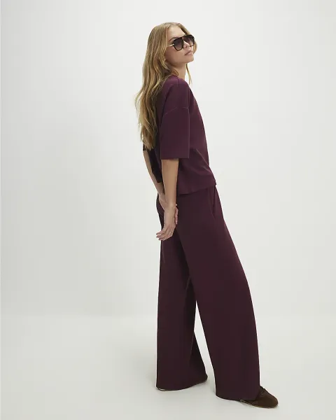 River Island Premium Whipstitch Wide Leg Joggers