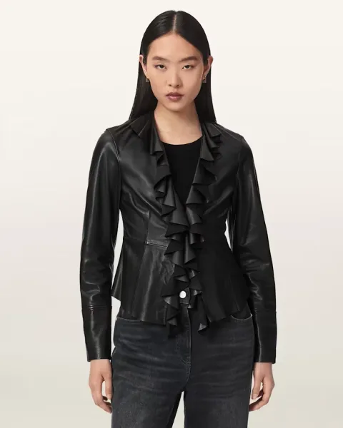 Luana Slim Fit Pleated Leather Shirt