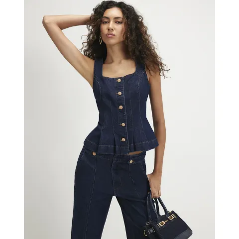 River Island Denim Peplum Top