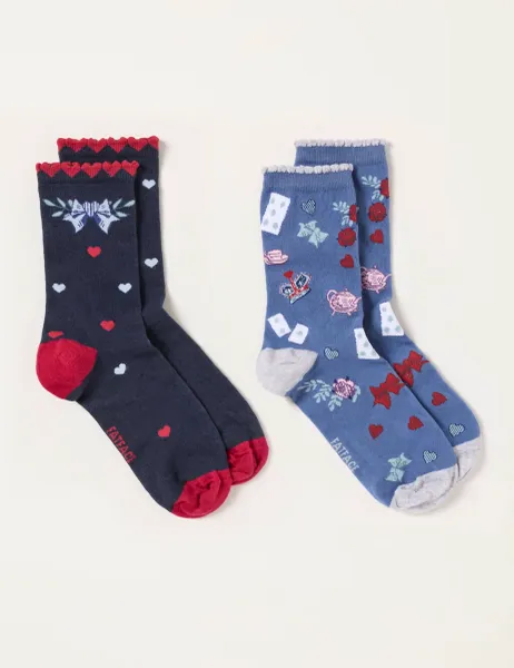 FatFace 2 Pack Cotton Rich Fluffy Socks Multi