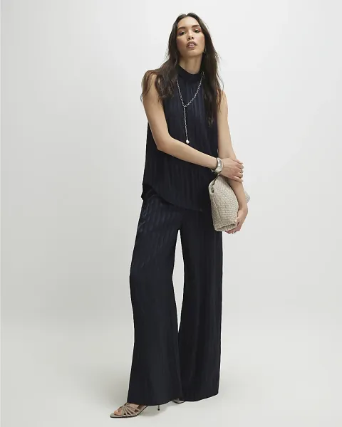 River Island Navy Stripe Trousers
