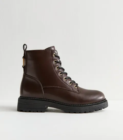Women's Brown Lace Up Ankle Boots