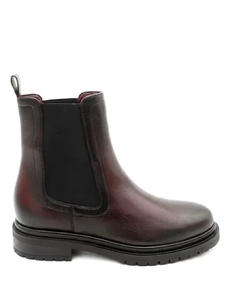 Jones Bootmaker Leather Chelsea Block Heel Ankle Boots Burgundy