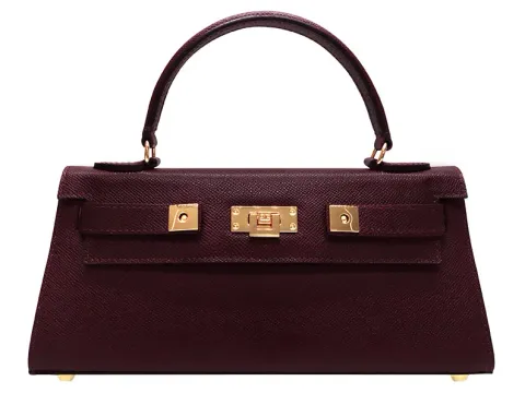 Maya East West Dolomite Pebble Print Calf Leather Handbag - Wine 2