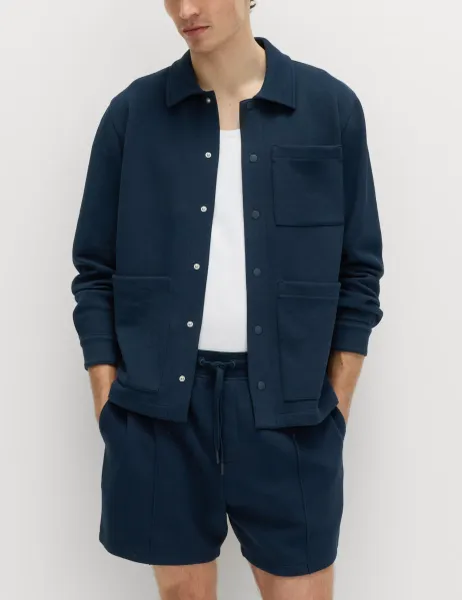 Marks & Spencer Cotton Rich Pique Shorts Navy