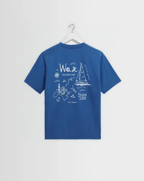 Dean - Blue and Ecru Sailing Map Print t-Shirt