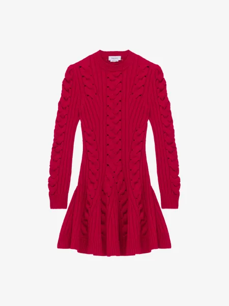 Wool Cashmere Cable Knit Mini Dress