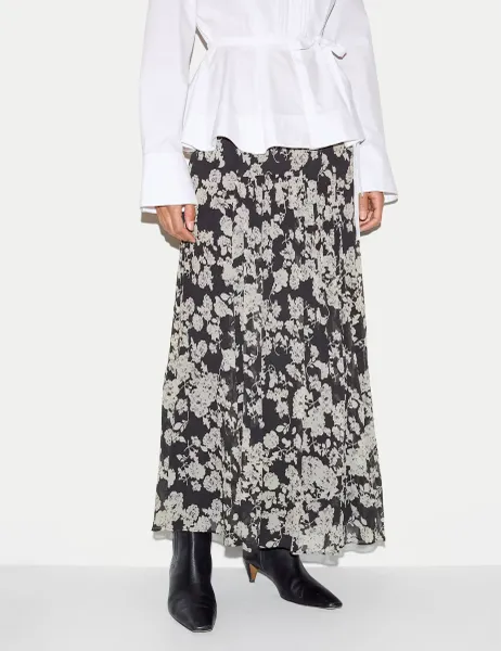 Jigsaw Floral Midi Slip Skirt Black Mix