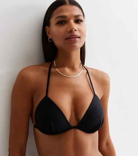Women's Black Moulded Triangle Bikini Top