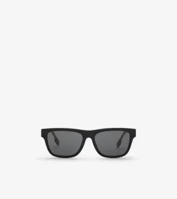Check Rectangular Sunglasses in Black/beige Grey
