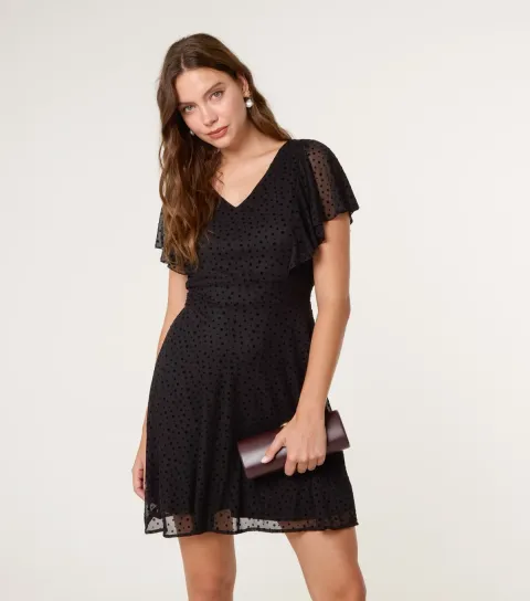 Women's Black Flared Mini Dress