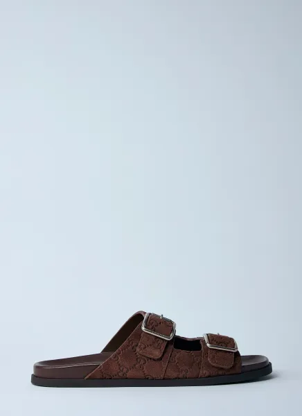 Logo Embossed Leather Slides
