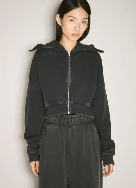 Cropped Full-Zip Hooded Sweatshirt
