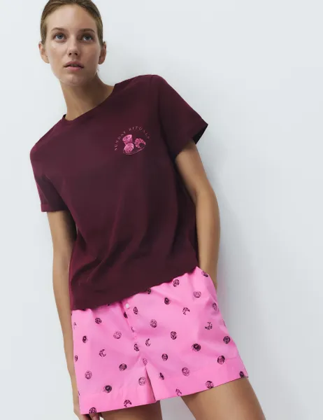 Marks & Spencer Pure Cotton Printed Short Pyjama Top