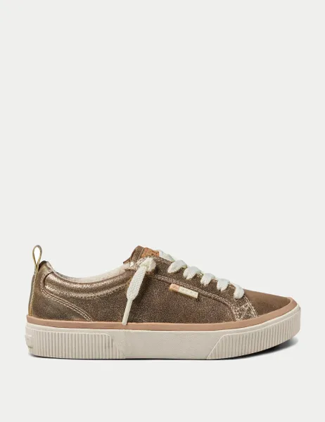 Reef Lay Day Dawn Leather Metallic Trainers Light Gold