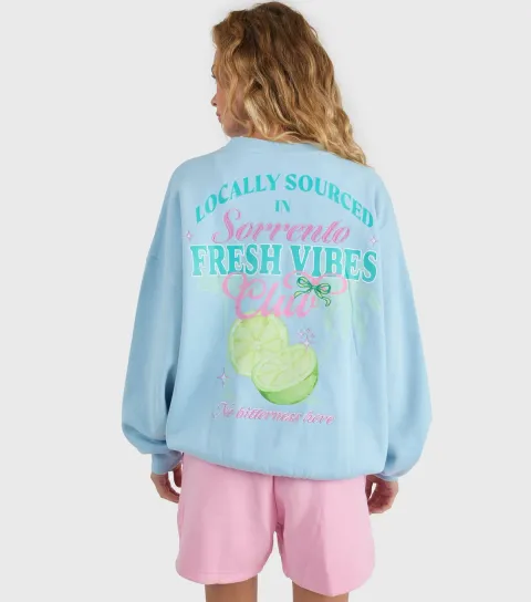 Women's Blue Fresh Vibes Club Oversized Sweatshirt