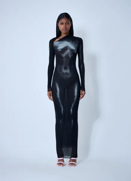 Wood Mesh Maxi Dress