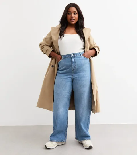 Women's Plus Size Blue Adalae High Waisted Wide Leg Jeans Curves
