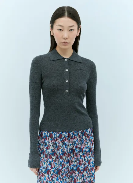 Ribbed Merino Polo Sweater