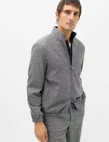 Marks & Spencer Regular Fit Textured Funnel Neck Suit Jacket Grey