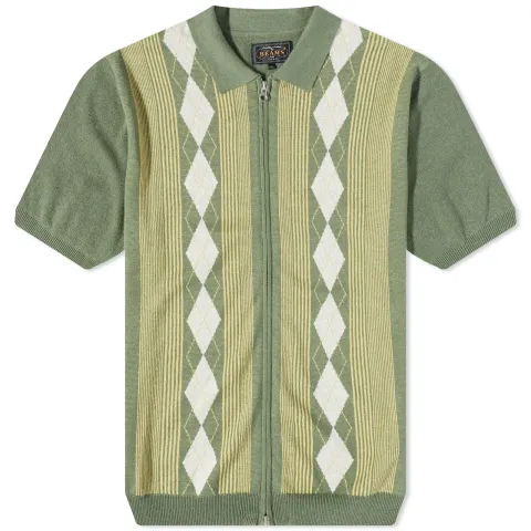 Zip Stripe Polo Knit